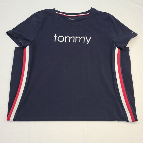 Tommy Hilfiger Women's T-Shirt Dress Small Navy Blue Side Stripes Cotton /87-21 - Picture 6 of 7